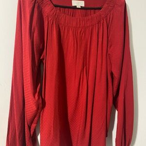 LOFT Red Blouse with Long Sleeves
